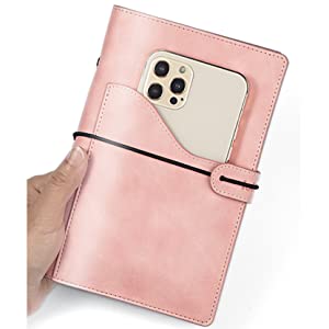 Light Rose Pink premium soft-touch PU leather.
Pocket in front design: You can put tickets passport and max 6.7 inch phone inside.